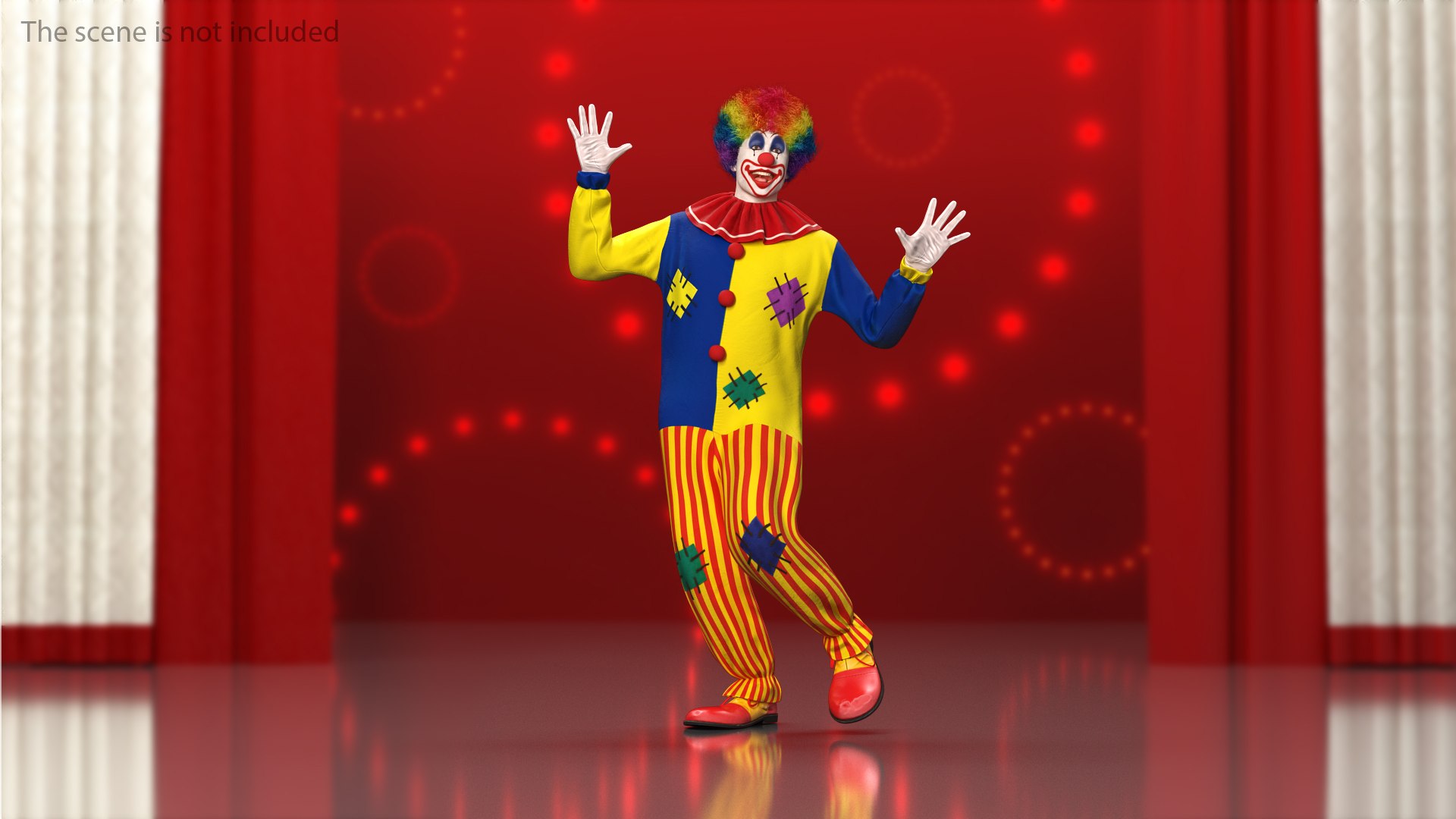 Adult Clown Suit Dancing Pose Fur 3D model preview