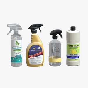 3D Household Cleaners Bottles Low Poly
