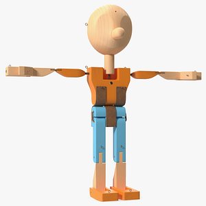 3D model Colored Wooden Character Rigged