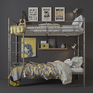 bunk bed industrial steel 3D