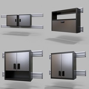 3D 1 Wall Mounted Storage Cabinets Pack 4 in 1 PBR model