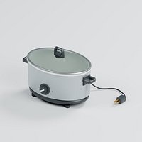 Oval Slow Cooker with Ceramic Insert Glass Lid and Side Handles