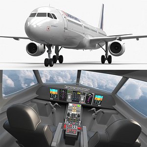 Air France Airbus A321 with Cabin and Cockpit Rigged for Maya