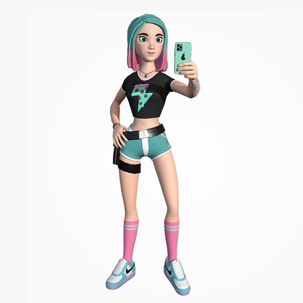 stylized girl character ready 3D model