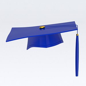 3D Blue Bachelors Graduation Cap