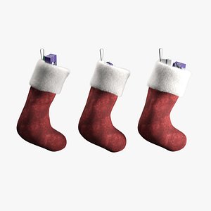 Christmas fur stockings 3D model