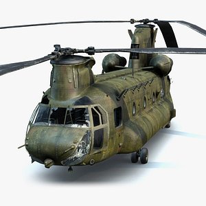 3D low-poly army helicopter ch-47 chinook
