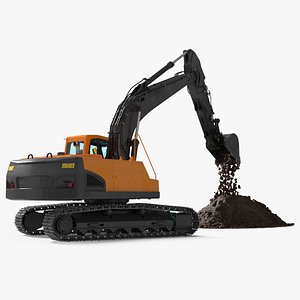 3D model Excavator with Pile of Soil