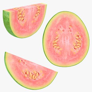 realistic pink guava slice 3D model
