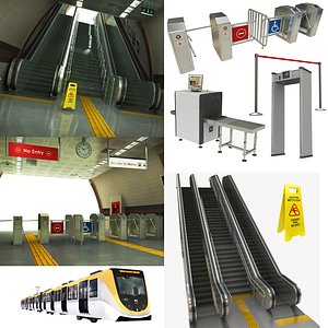 subway metro escalator 3D model