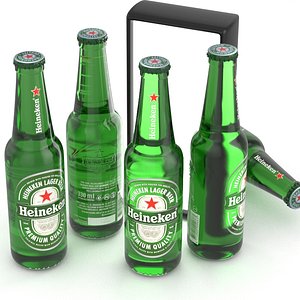 beer bottle heineken 330ml 3D model