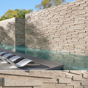 seamless travertine stack stone-wall model