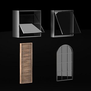 3D Modern Aluminum Wooden windows model