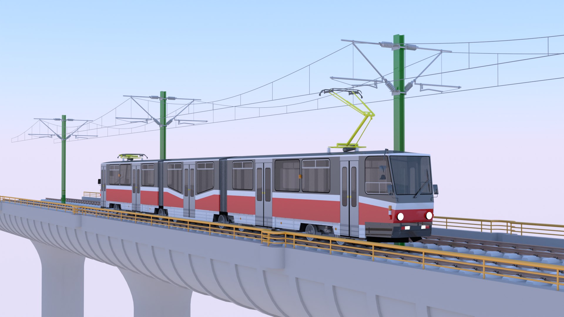 3D Bridge With KT8D5 Tram II Model - TurboSquid 2171739