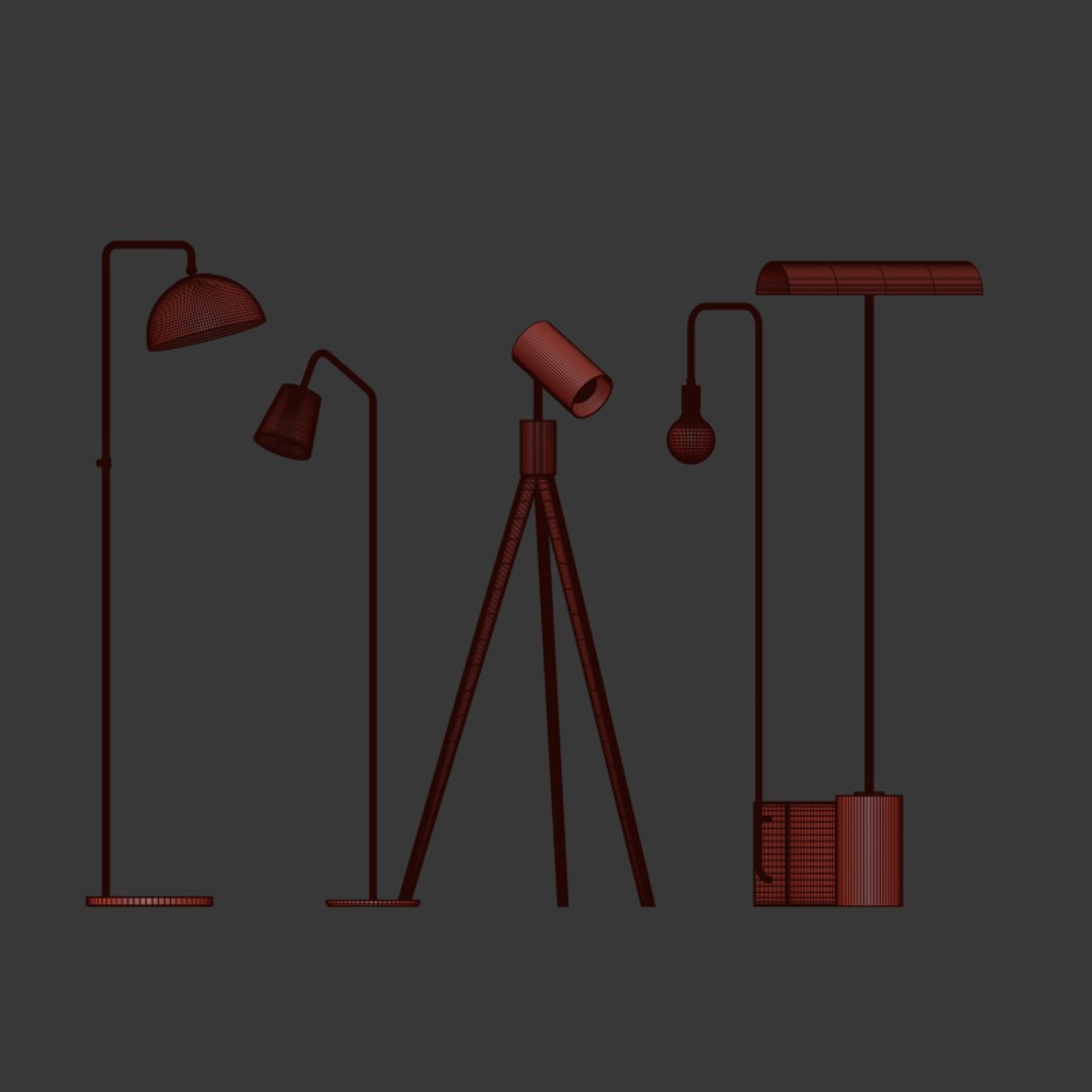 5 floor lamps set model - TurboSquid 1573796