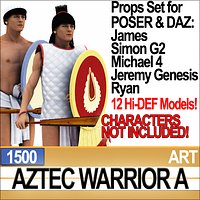 Props Set Poser Daz for Aztec Warrior A 1500