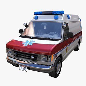 90s ambulance car 3D model