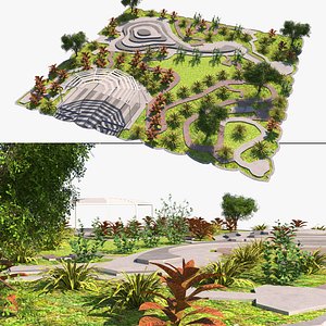 Low Poly Urban Sanctuary Park 3D model