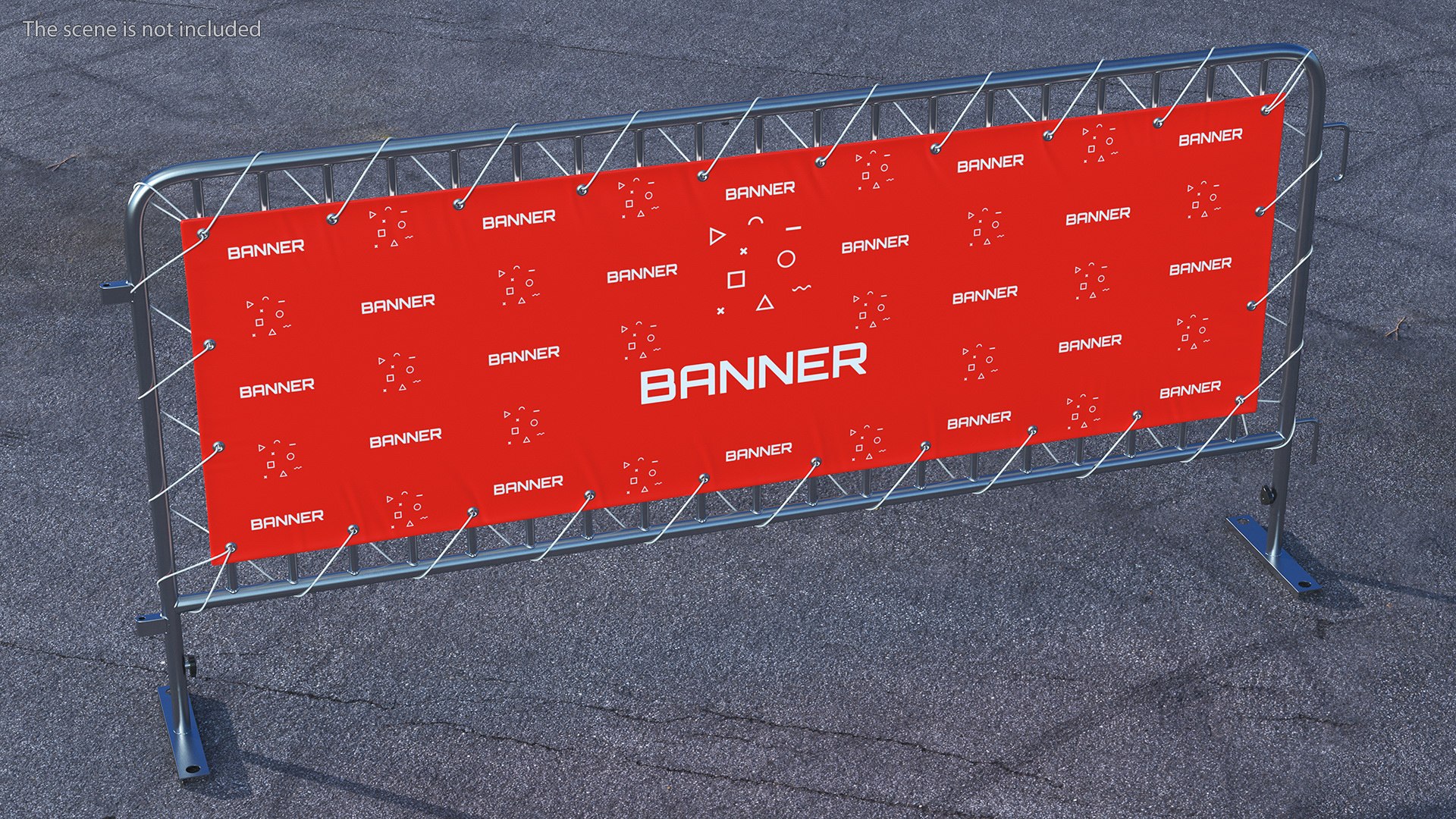 Metal Crowd Barrier with Advertising PVC Banner 3D - TurboSquid 2105675