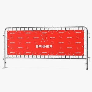 Metal Crowd Barrier with Advertising PVC Banner