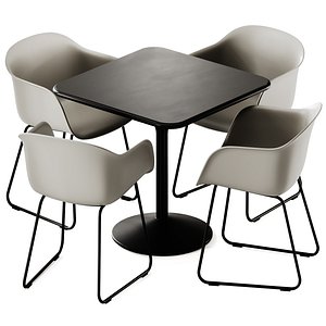 Babel D Jos Table and Muuto Fiber Armchair Sled Base