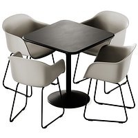 Babel D Jos Table and Muuto Fiber Armchair Sled Base