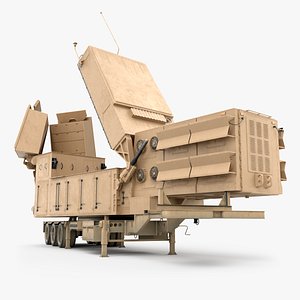 Used Tactical Radar Trailer Dusty Finish Rigged for Maya 3D model