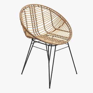 A SAKURA NATUR Moderner Rattan-Stuhl in Hoop-Form