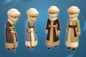 Stylized NPC - Desert People Elder 3D