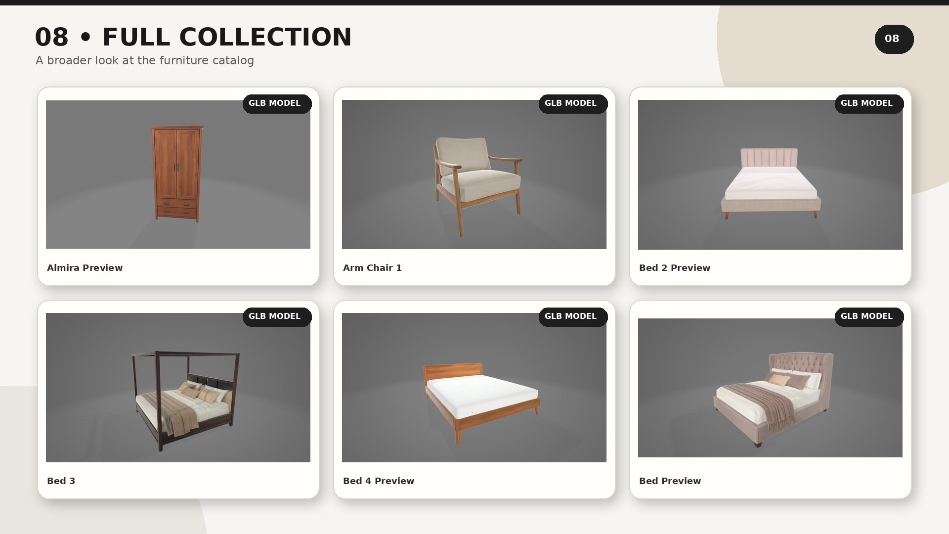 50 Furniture 3D Models Bundle – Modern Sofa, Chair, Table, Cabinet &amp; Interior Assets 3D model https://p.turbosquid.com/ts-thumb/zJ/kOpYBT/Kk/furniture_preview_09/jpg/1786715473/1920x1080/fit_q87/63f191bc16549e5e883d7dfbb9def7a61a063e3b/furniture_preview_09.jpg