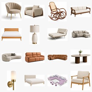50 Furniture 3D Models Bundle &ndash; Modern Sofa, Chair, Table, Cabinet &amp; Interior Assets 3D model