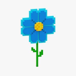 3D Voxel Blue Daisy model