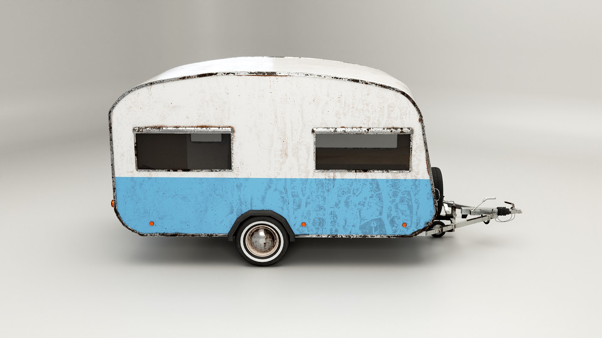 3D Model Aged Classic Vintage Camping Caravan - TurboSquid 2404473