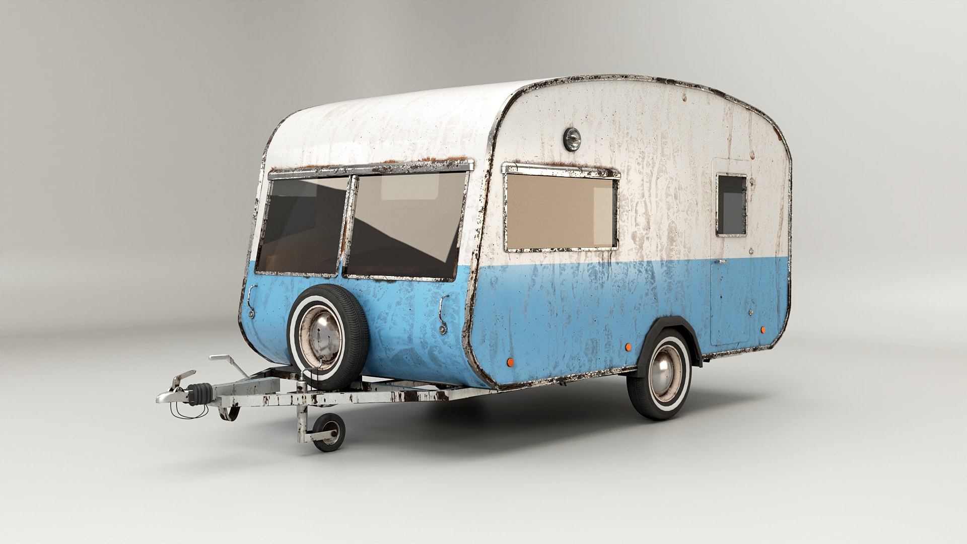 3D Model Aged Classic Vintage Camping Caravan - TurboSquid 2404473