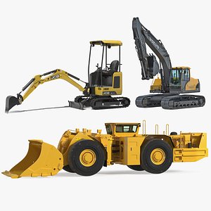 3D model Rigged Excavators Collection