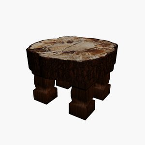Tree Stump Foot Stool Low Poly