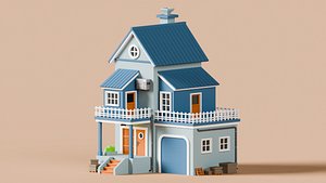 3D Stylized Two-Story House