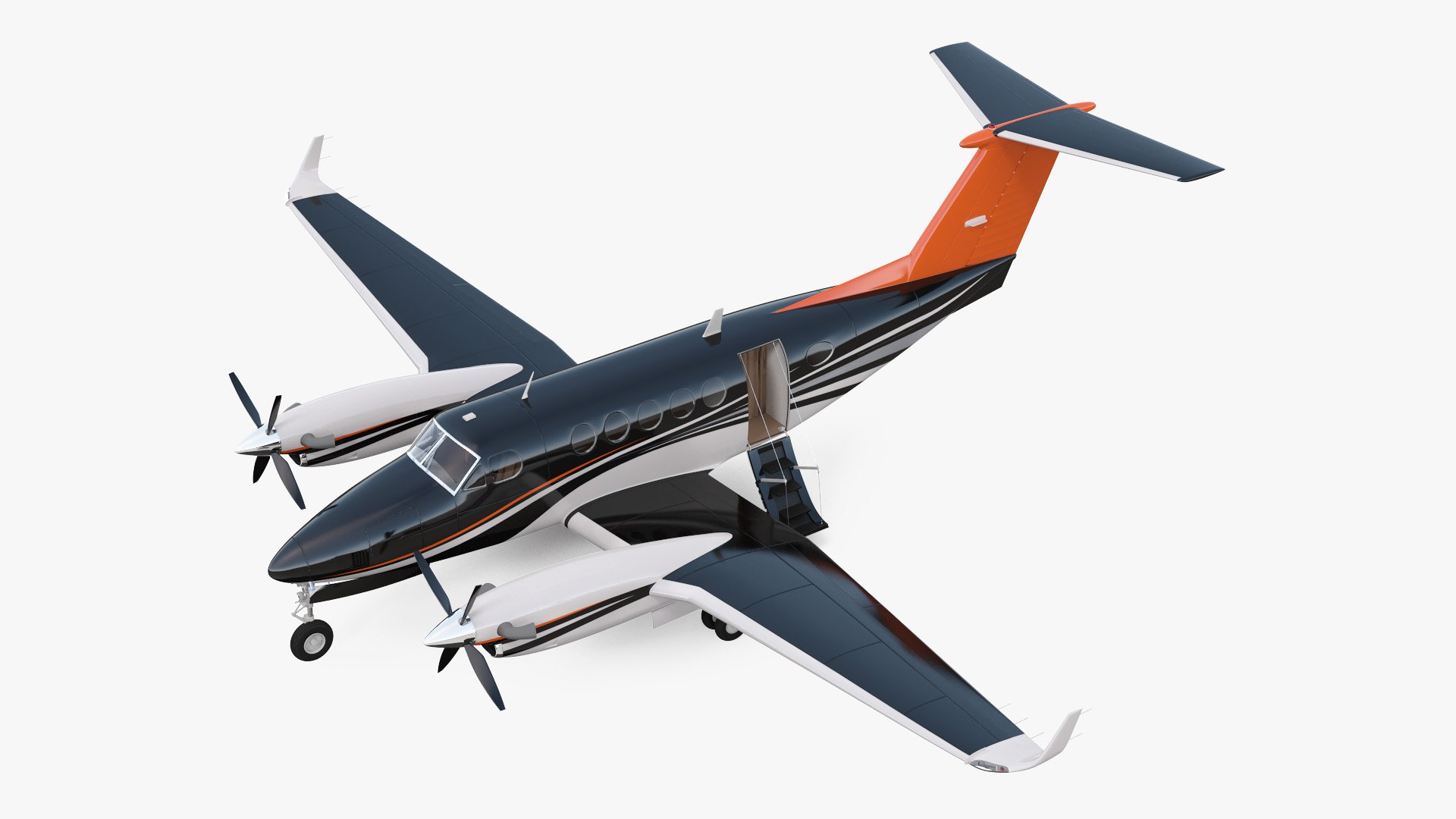 Twin Turboprop Civil Utility Aircraft Rigged 3D model preview