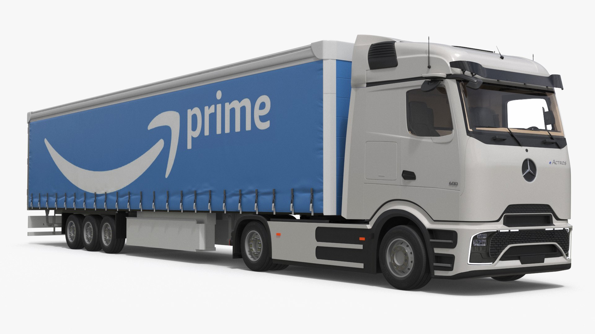 Mercedes Electric Truck with Prime Trailer 3D model preview