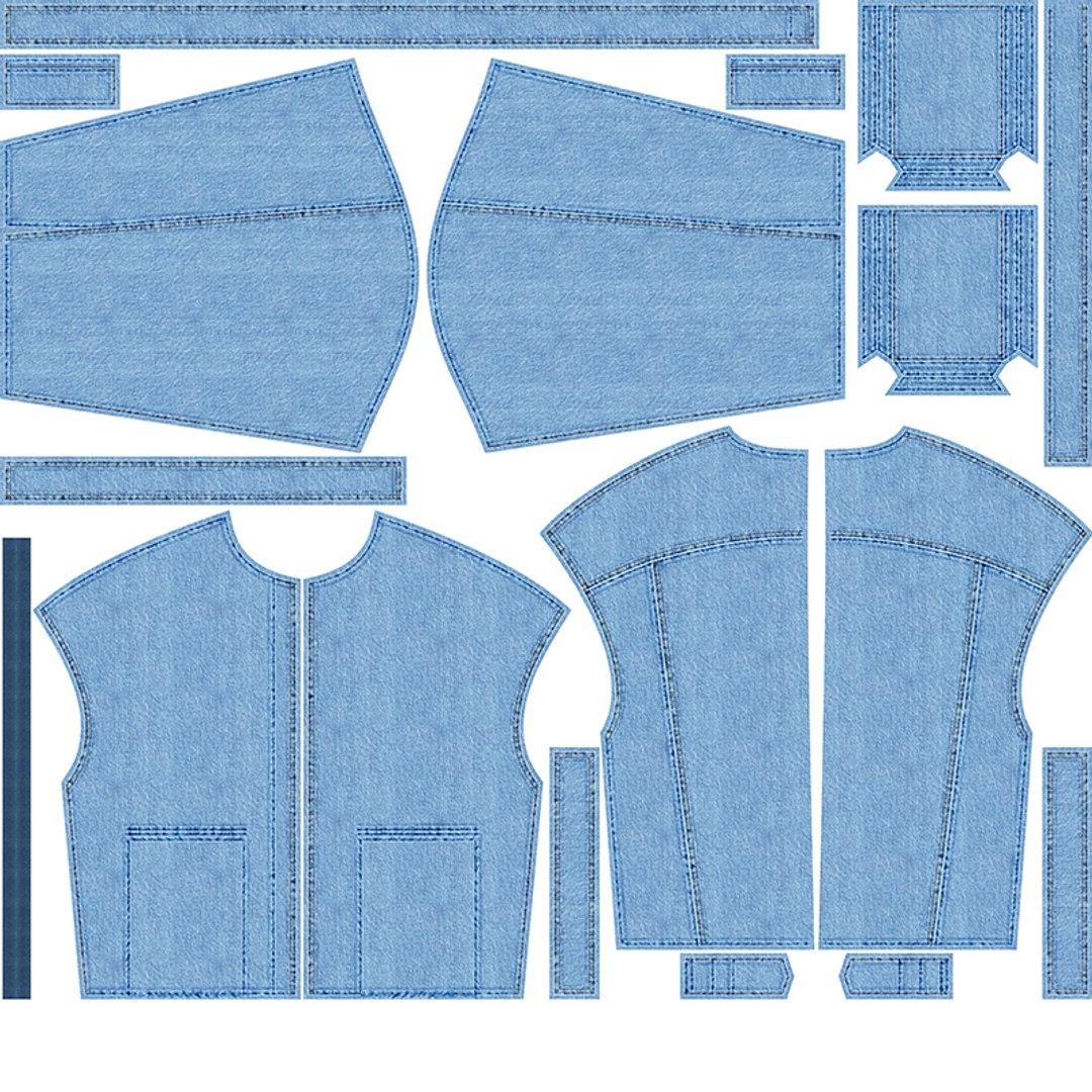 3D Blue Woman Denim Jacket With 16 K Textures - TurboSquid 2199037