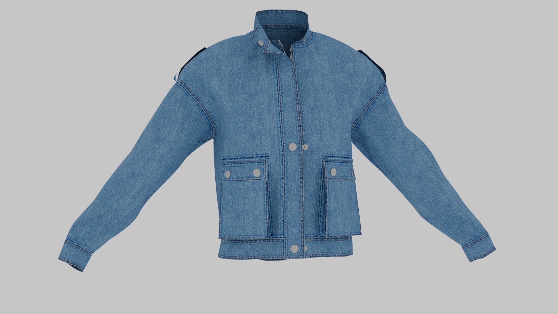 3D Blue Woman Denim Jacket With 16 K Textures - TurboSquid 2199037