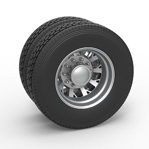 Diecast Rear custom wheel of semi truck Version 9 Scale 1 to 25 3D model