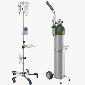 IV Stand And Oxygen Tank