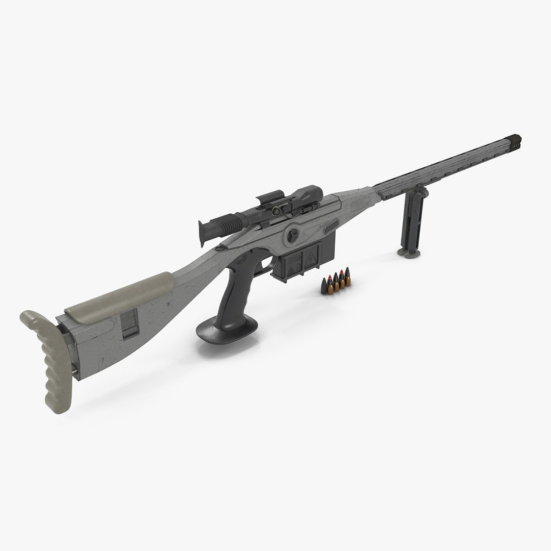 Futuristic High-Precision Sniper Rifle with Telescopic Sight 3D model preview