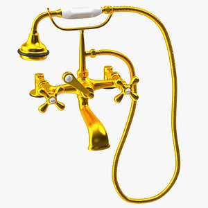 3D Classic Bath Shower Mixer Gold model
