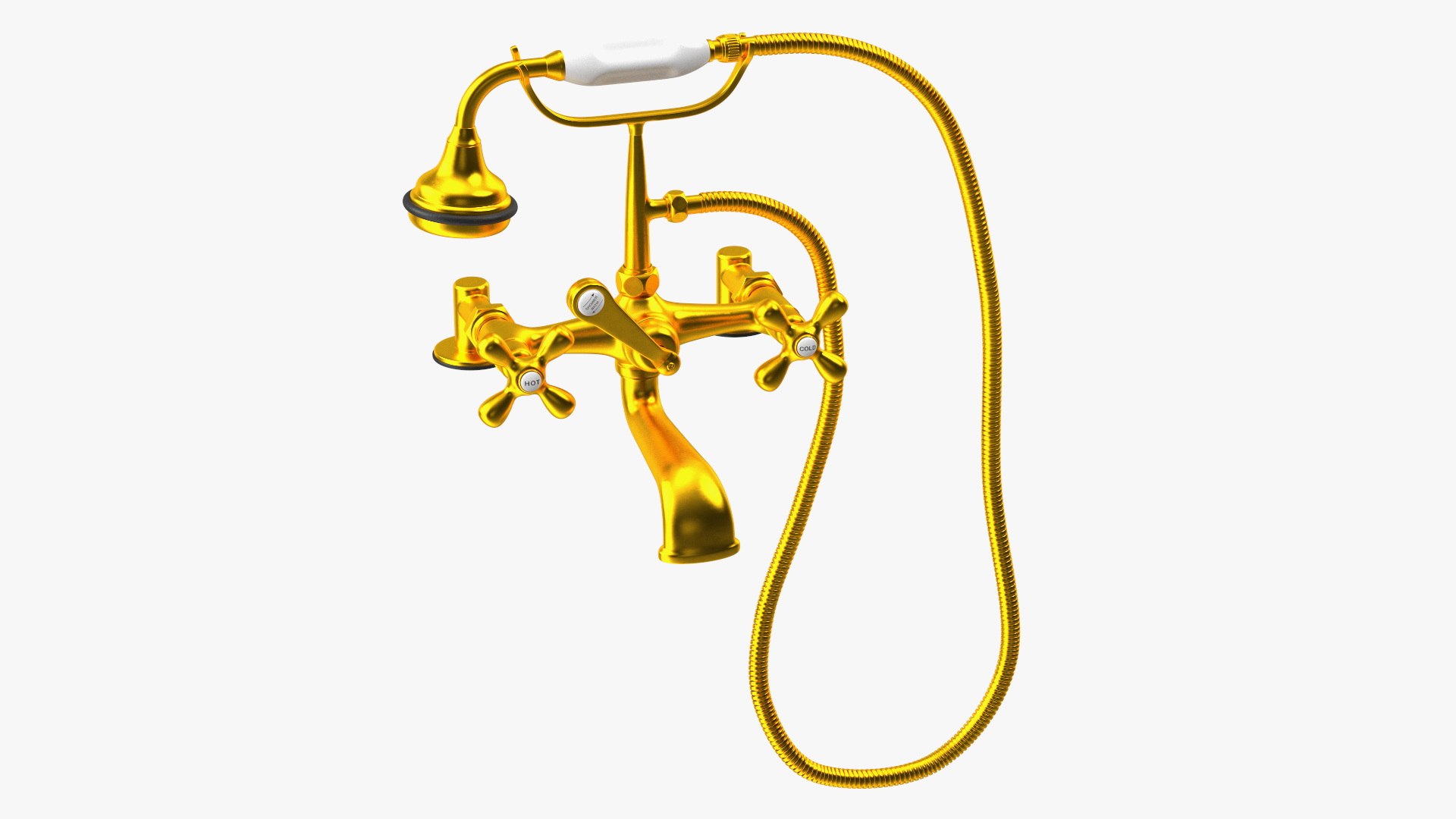 Classic Bath Shower Mixer Gold 3D model preview