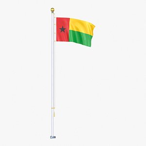 3D Guinea Bissau Flag Stand Pole Animated Loop