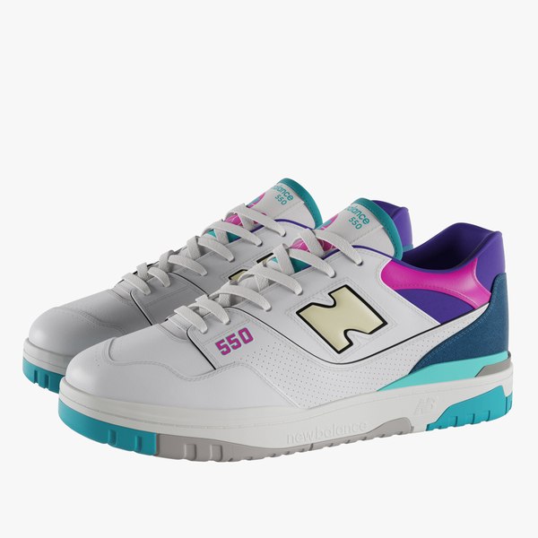 3D New Balance 550 Multicolor 02 model