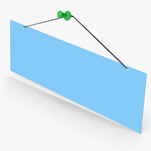 3D Blue Hanging Paper And Push Pin model