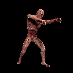 Walking Zombie Rigged Animated Game-Ready 3D model Low-poly 3D